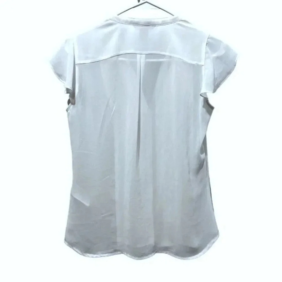 H&M 6 Sheer dainty white romantic flutter sleeve button down top - Picture 2 of 4